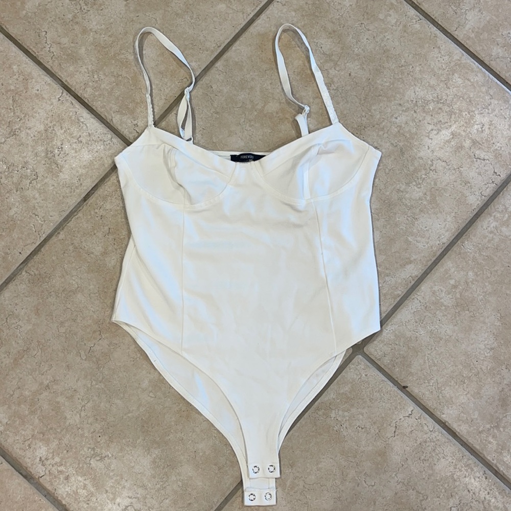 Forever 21 Tank Top White Adjustable Bodysuit
